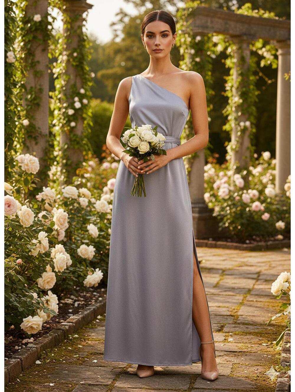 Nicole Miller New York - One-Shoulder Satin Gown - Small (NWT)